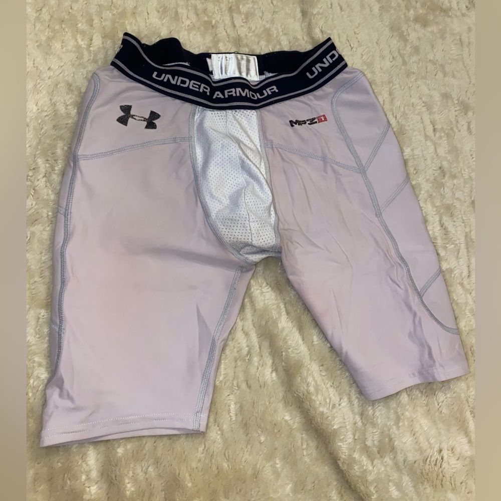 Under Armour Athletic Boys Sliding Shorts White and Black